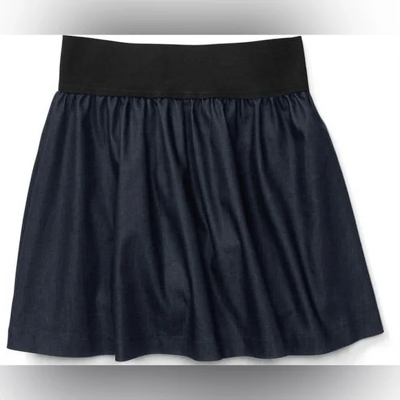 Miley Cyrus Max Azria Navy Blue Chambray Preppy Circle Skater Mini Skirt Medium - Picture 10 of 12